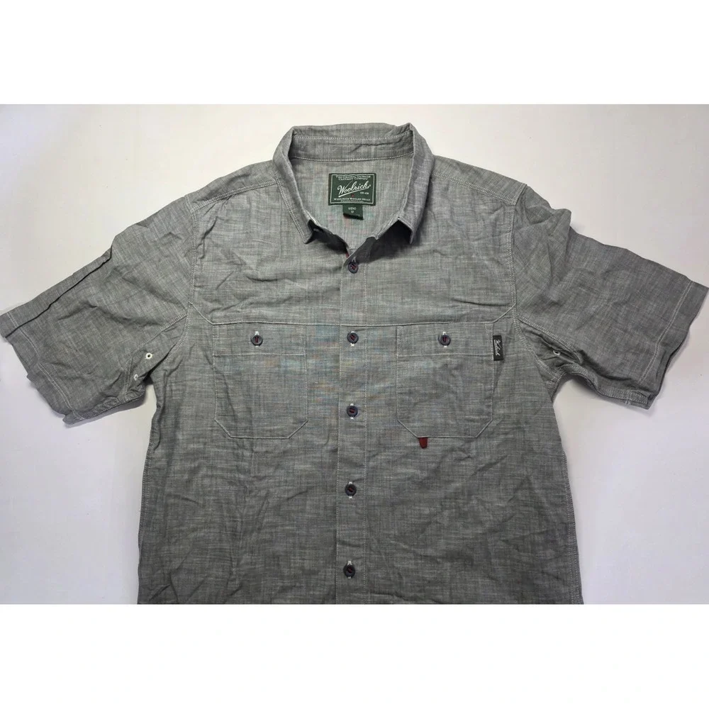 Woolrich Mens Size M‎ Short Sleeve Denim Button Up Shirt